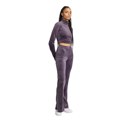 adidas Long Sleeve Rhinestone Trefoil Velvet Crop Top 4