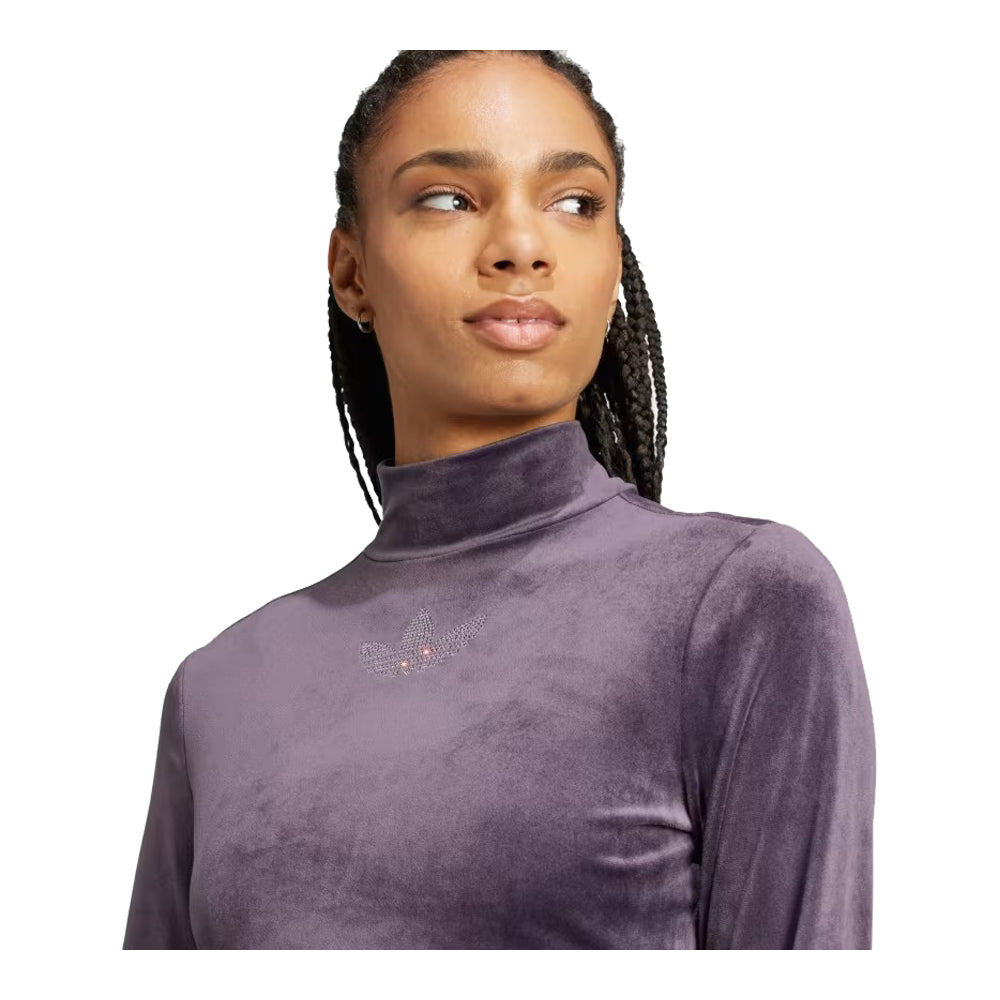adidas Long Sleeve Rhinestone Trefoil Velvet Crop Top – City Jeans