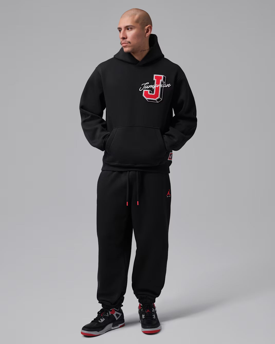 Men's Jordan Brooklyn Statement Pullover Hoodie Black/Fire Red IZ4030-012