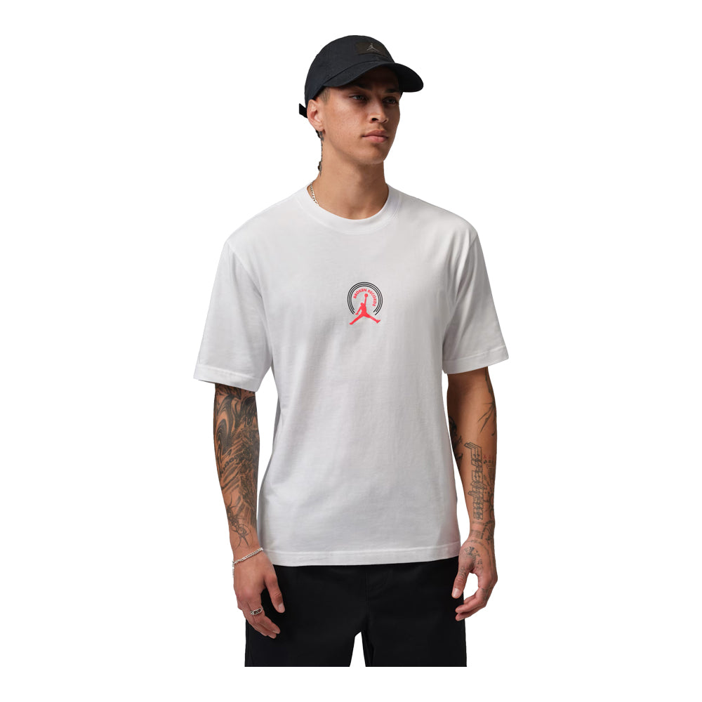 Men's Jordan Broken Records Graphic Short Sleeve T Shirt - White/Infrared 23 1