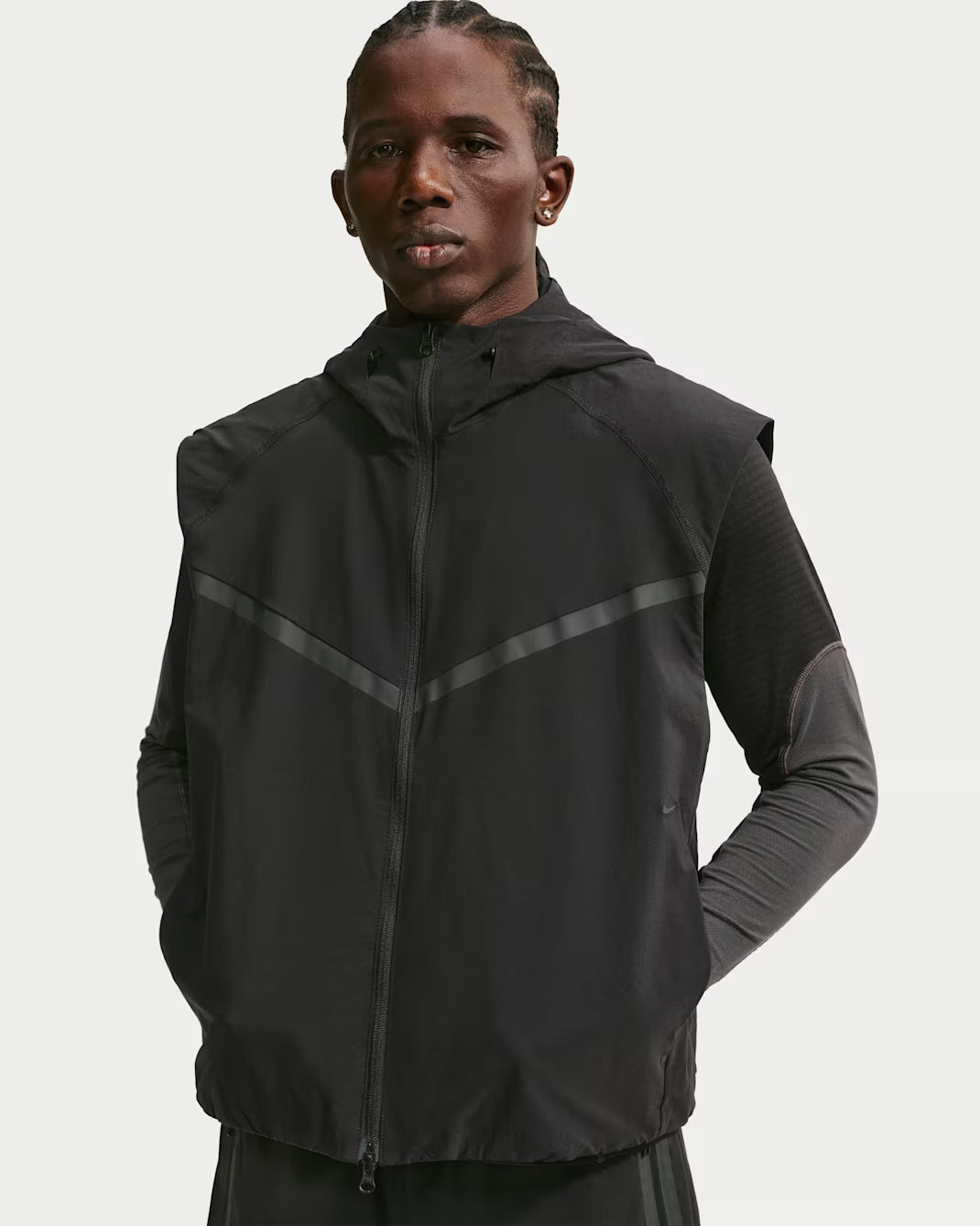 Men's Nike Tech Dri-FIT Woven Windrunner Vest - Black/Black 1