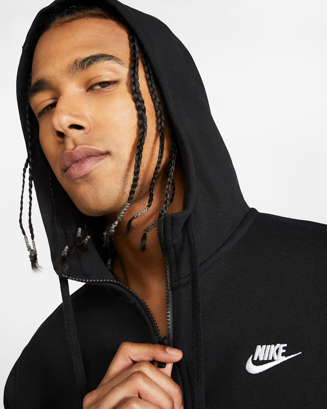 Men's Nike Sportswear Club Fleece Full-Zip Hoodie Black/Black/White BV2645-010