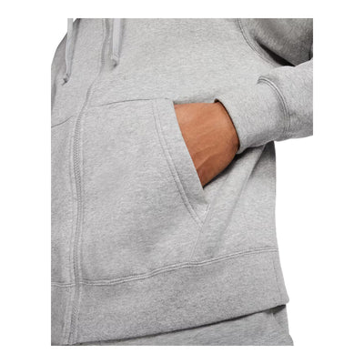 Men's Nike Sportswear Club Fleece Full Zip Hoodie Dark Grey Heather/Matte Silver/White BV2645-063