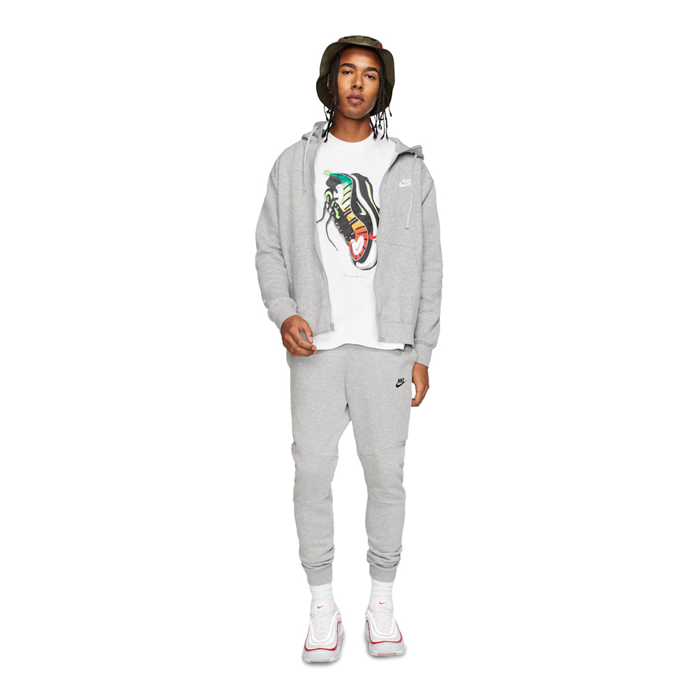 Men's Nike Sportswear Club Fleece Full Zip Hoodie Dark Grey Heather/Matte Silver/White BV2645-063