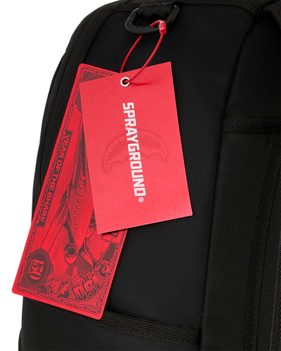 Sprayground Shark Central Black Nylon Gray Embossed Backpack
