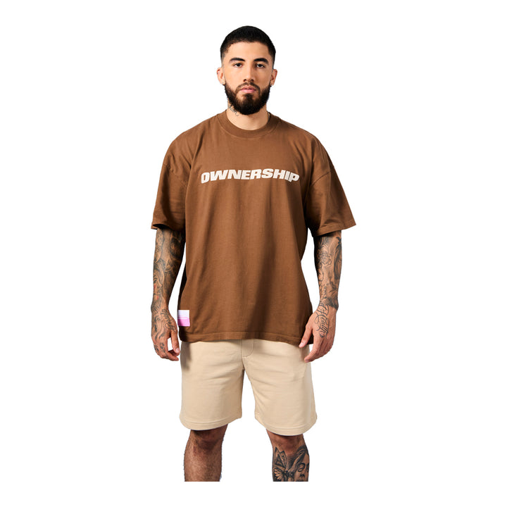 Ownership Men's Solid T-Shirt - Brown & White
