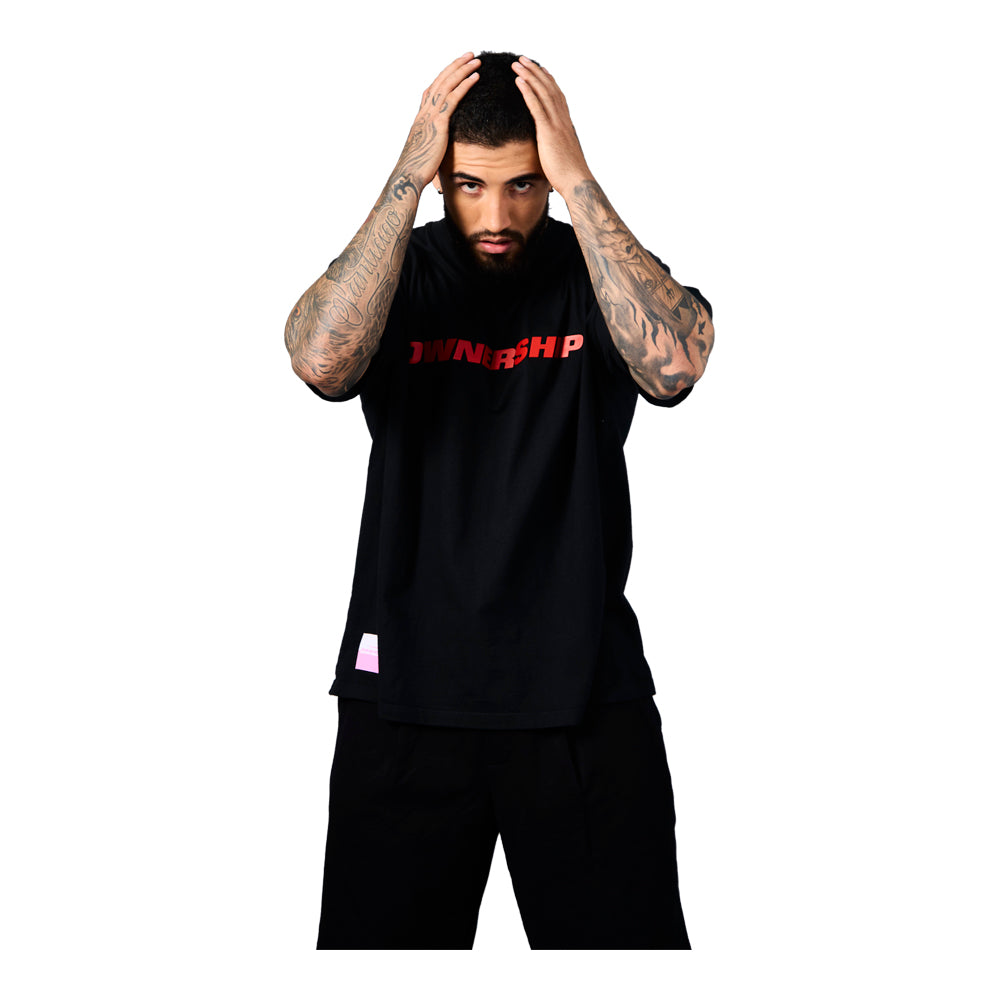 Ownership Men's Solid T-Shirt - Black & Red 3