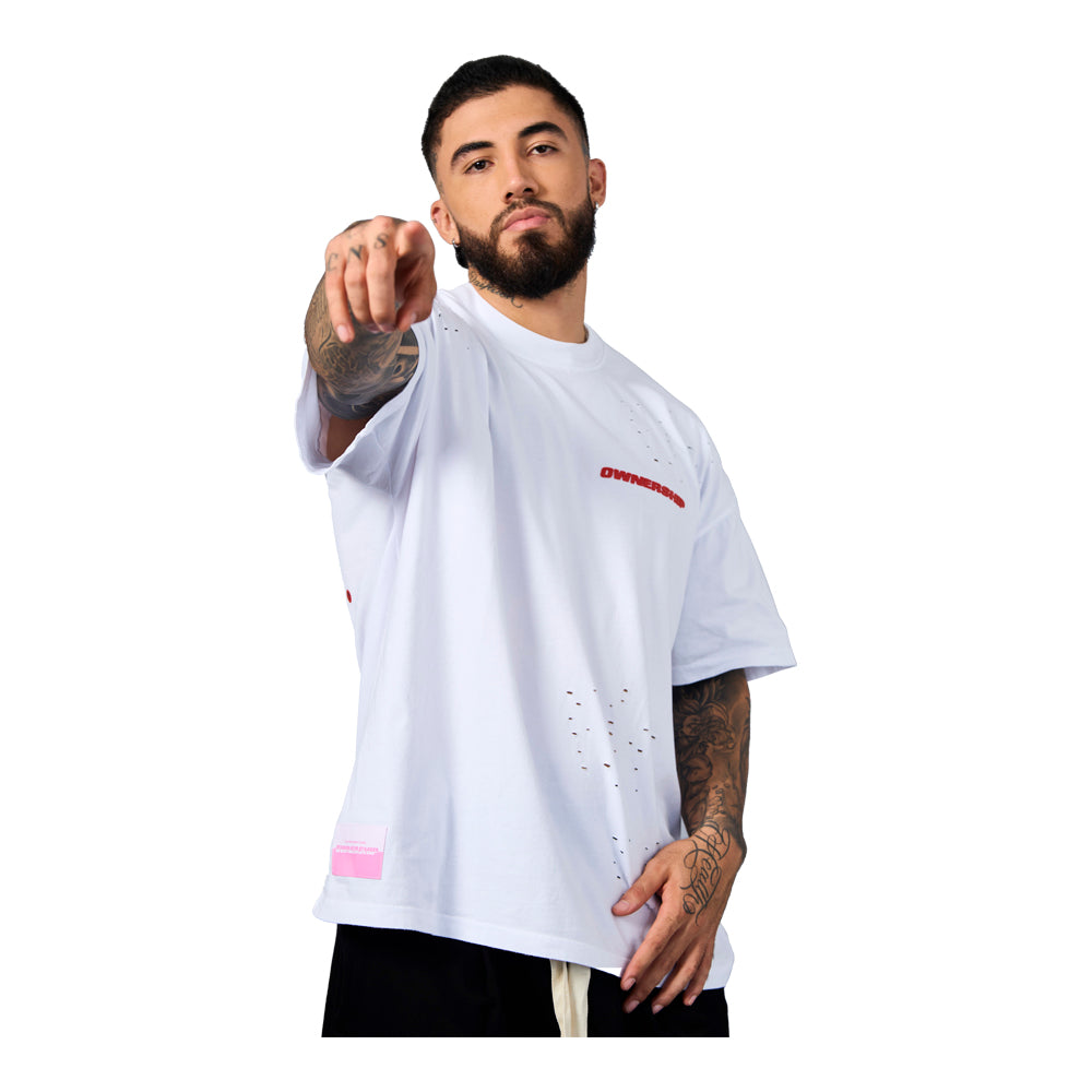 Ownership Men's Solid T-Shirt - White & Red 6