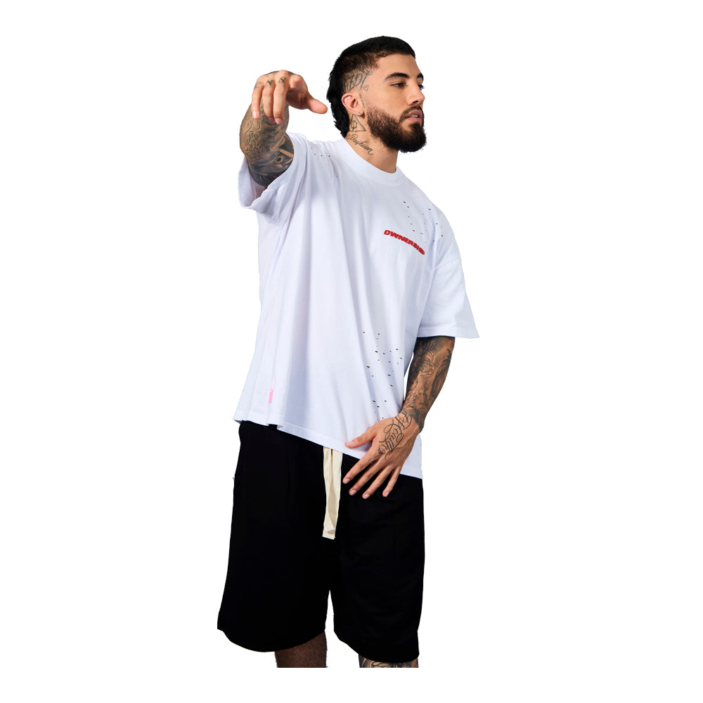 Ownership Men's Solid T-Shirt - White & Red 8