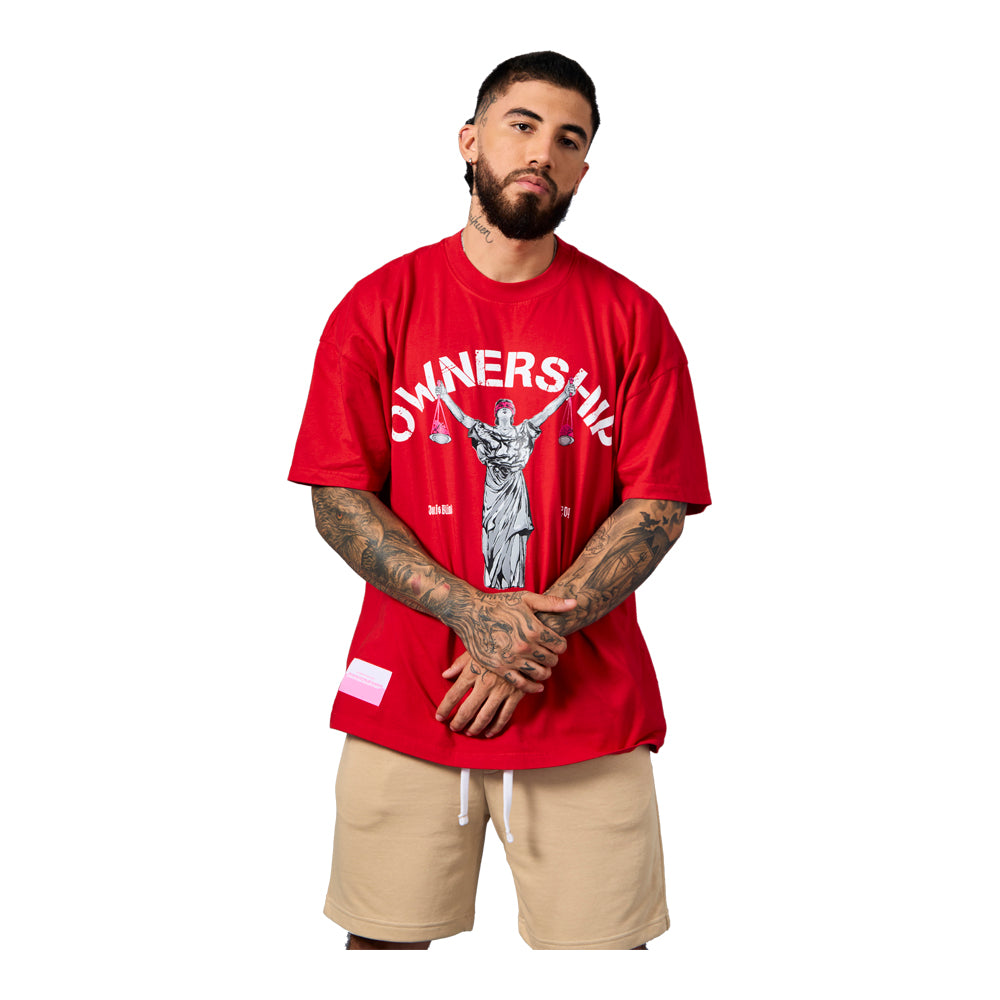 Ownership Men's Heavy Heart & Brain T-Shirt - Red 1