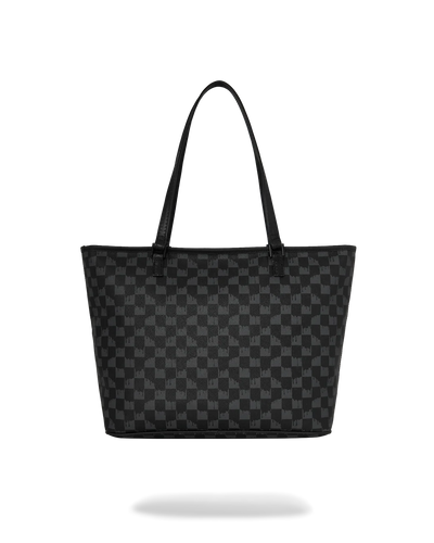 Sprayground Black And White Drip Check Shark Tote