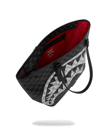 Sprayground Black And White Drip Check Shark Tote