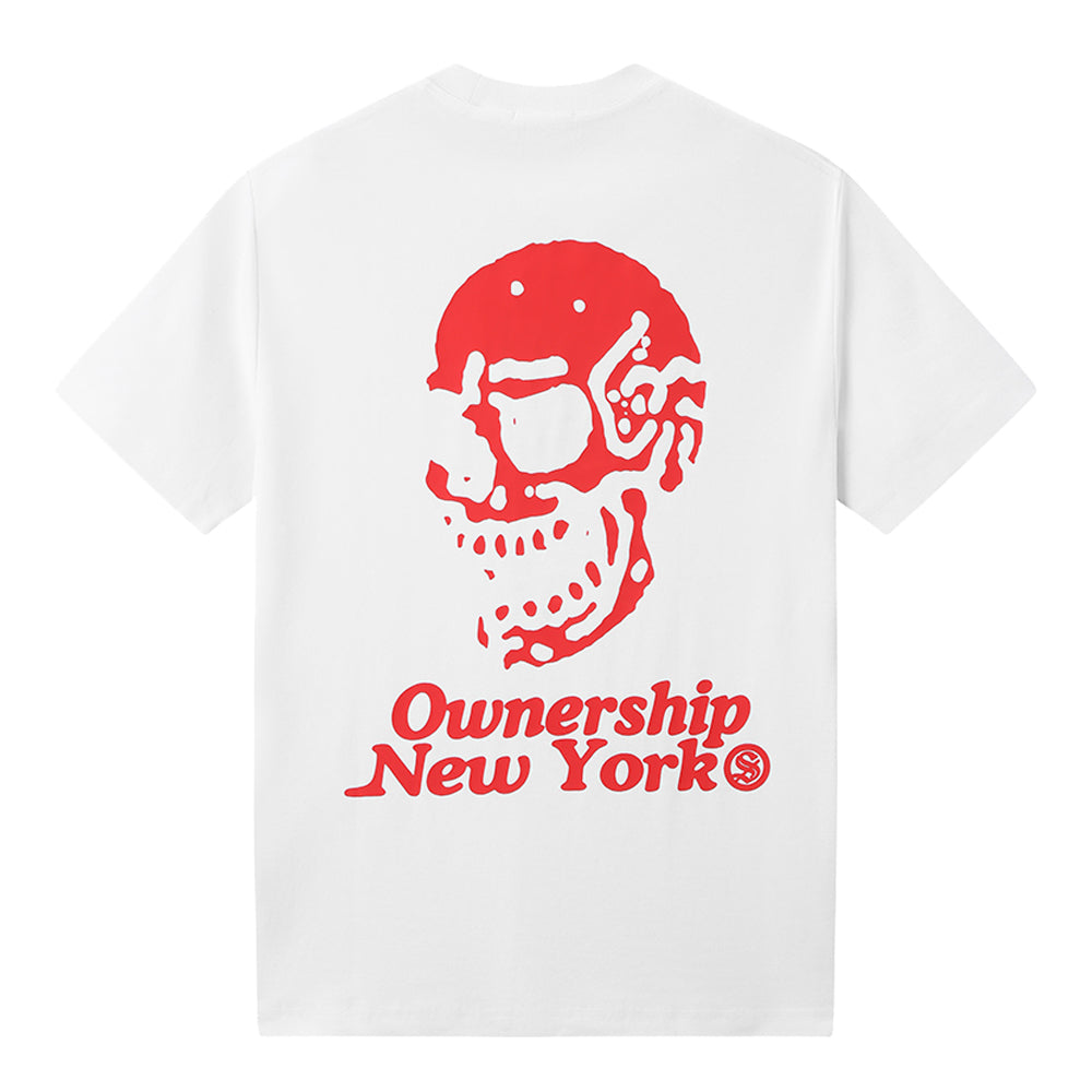 Ownership Men's Skelly Skull NY T-Shirt - White & Red 2