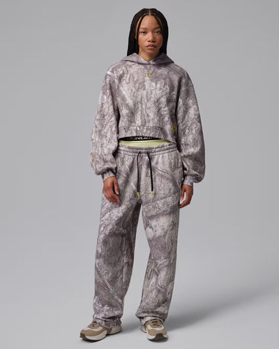 Women's Jordan Brooklyn Realtree Cropped Pullover Hoodie White/Bright Citron IU7251-100