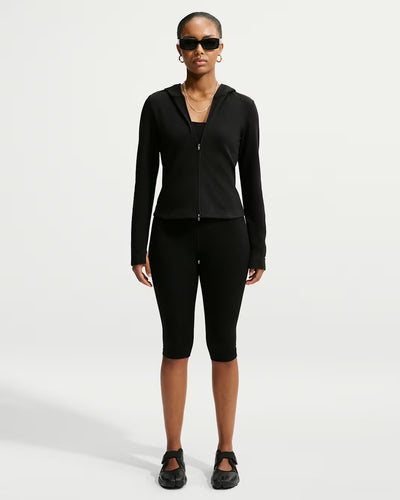 Women's Nike Sportswear Chill Knit Slim Long-Sleeve Full-Zip Top Black/Black/White IM8379-010
