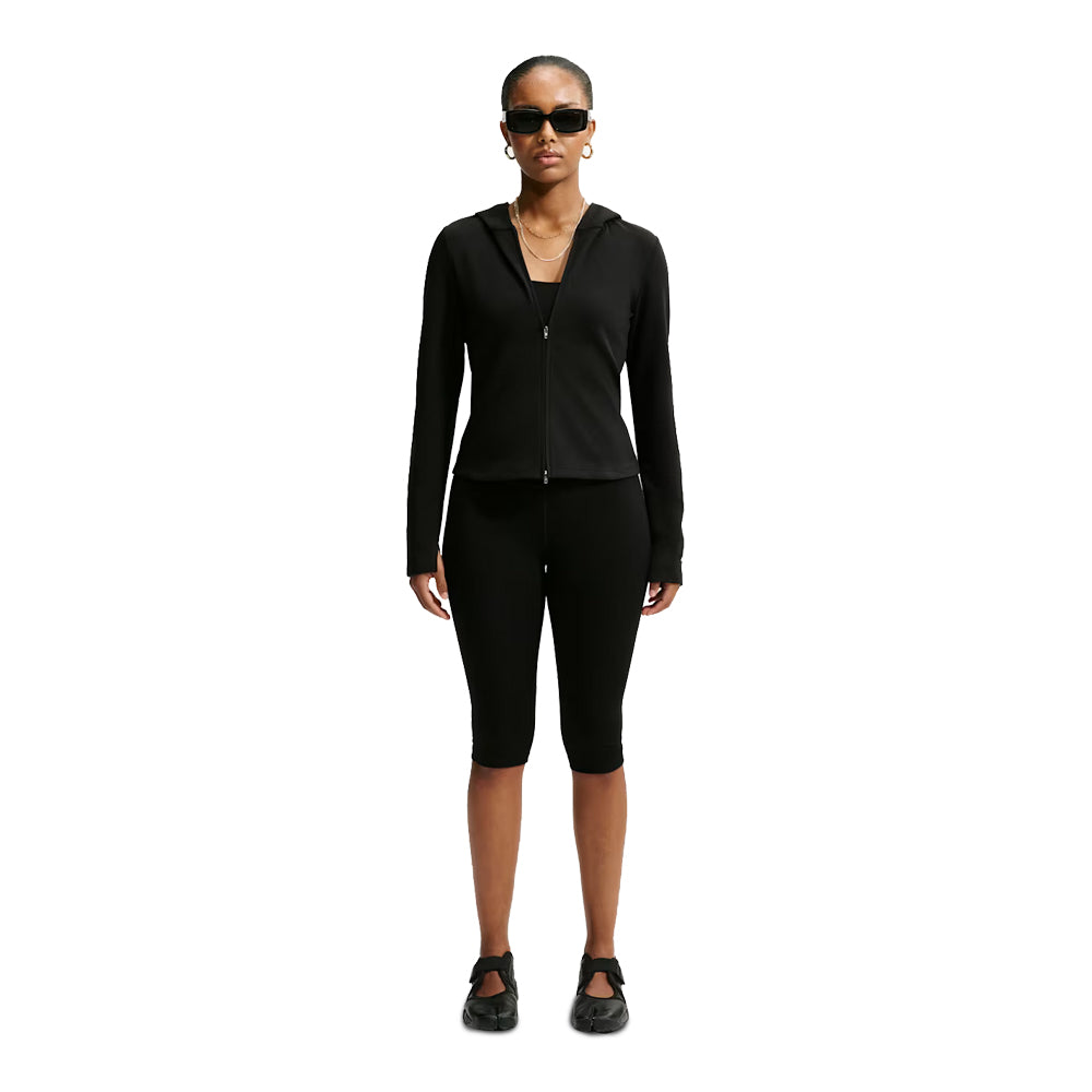 Women's Nike Sportswear Chill Knit Slim Long-Sleeve Full-Zip Top Black/Black/White IM8379-010