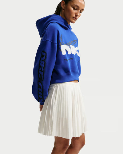 Women's Nike Studio Fleece Medium Weight Cropped Oversized Pullover Hoodie Old Royal/Sail IV4952-417