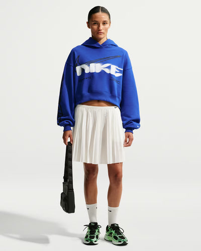 Women's Nike Studio Fleece Medium Weight Cropped Oversized Pullover Hoodie Old Royal/Sail IV4952-417