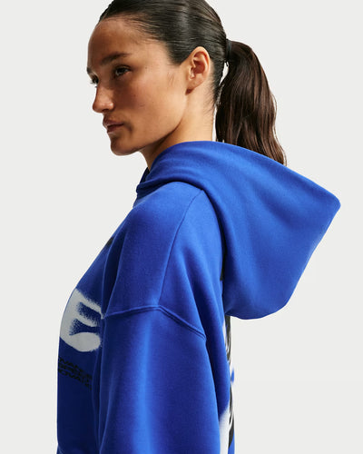 Women's Nike Studio Fleece Medium Weight Cropped Oversized Pullover Hoodie Old Royal/Sail IV4952-417