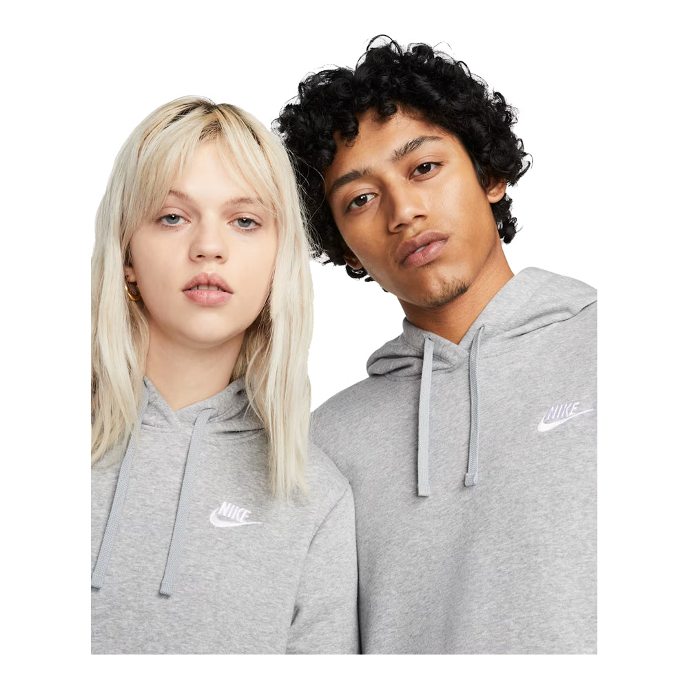 Women's Nike Sportswear Club Fleece Pullover Hoodie Dark Grey Heather/White DQ5793-063