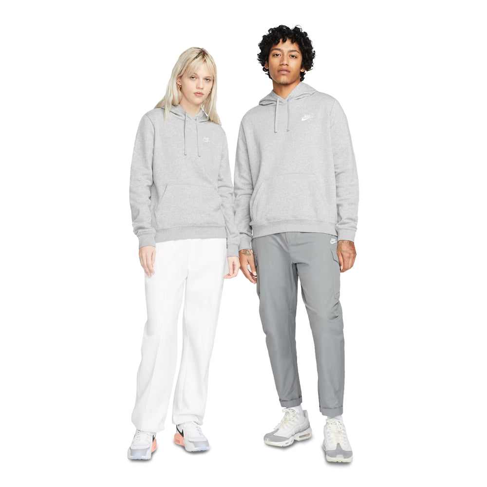 Women's Nike Sportswear Club Fleece Pullover Hoodie Dark Grey Heather/White DQ5793-063