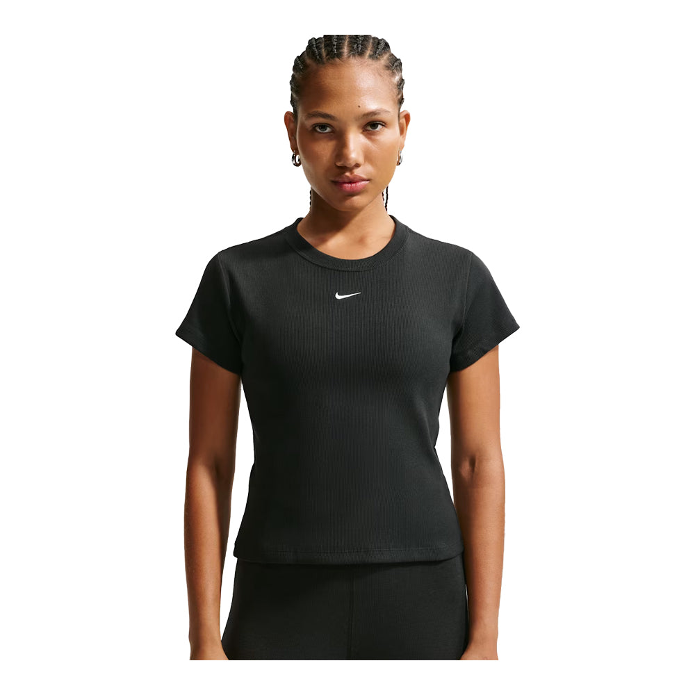 Women's Nike Sportswear Tight Ribbed Short-Sleeve T-Shirt - Black 1