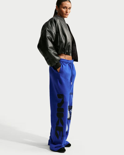Women's Nike Studio Fleece Medium Weight Oversized High-Rise Straight-Leg Graphic Pants Old Royal/Sail iv4956-417