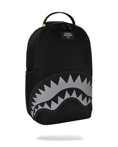 Sprayground Shark Central Black Nylon Gray Embossed Backpack