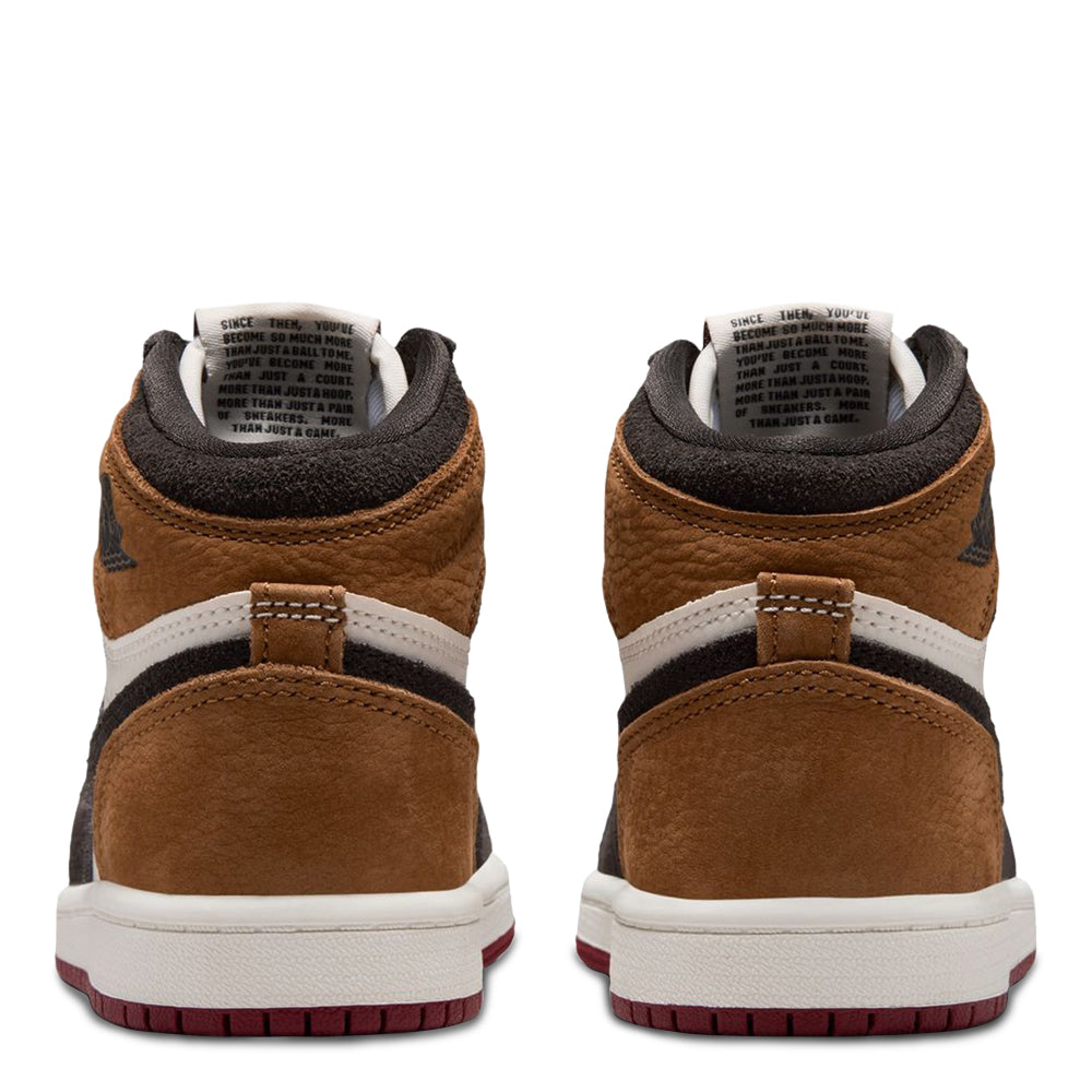 Air Jordan 1 Retro High OG Little Kid's Love Letter Shadow Brown/Shadow Brown-Soft Pearl-Light British Tan-Team Red FD1412-201