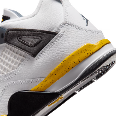 Little Kid's Air Jordan 4 Retro White/Tour Yellow-Dark Blue Grey-Black BQ7669-102