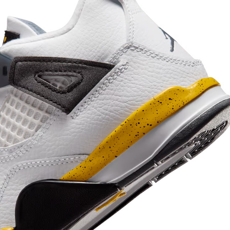 Little Kid's Air Jordan 4 Retro White/Tour Yellow-Dark Blue Grey-Black BQ7669-102