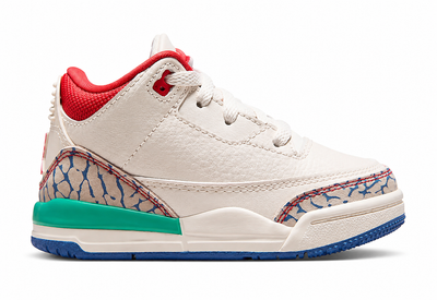 Toddler Air Jordan 3 Retro Play Your Way Chalk/Track Red/True Blue/Kinetic Green IO2075-100