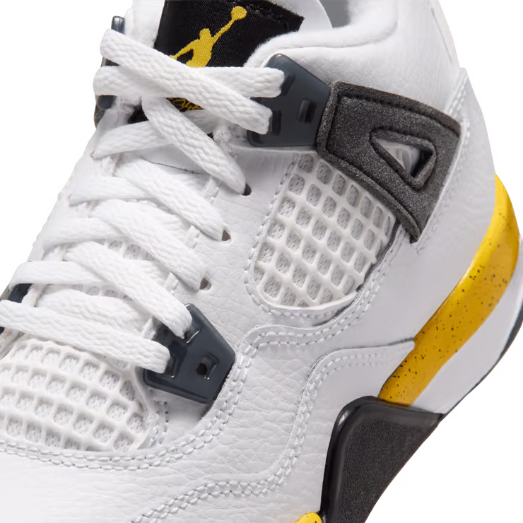Little Kid's Air Jordan 4 Retro White/Tour Yellow-Dark Blue Grey-Black BQ7669-102