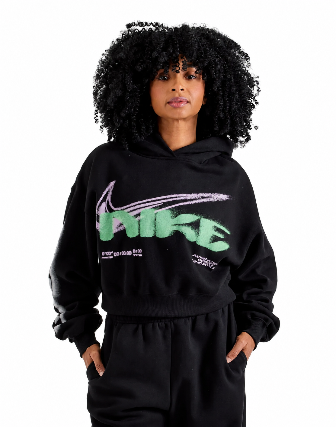 Women's Nike Studio Fleece Oversized Cropped Hoodie Black iv4952-001