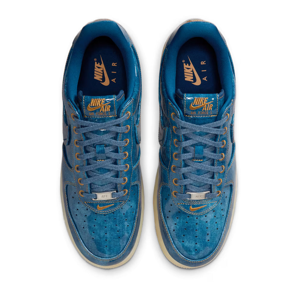 Men's Nike Air Force 1 Patent Denim Coastal Blue/Natural-Flax