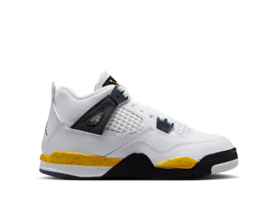 Little Kid's Air Jordan 4 Retro White/Tour Yellow-Dark Blue Grey-Black BQ7669-102