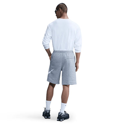 Men's Nike Club Fleece Swoosh Shorts - Dark Grey Heather/Light Smoke Grey/White 4