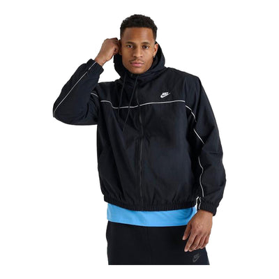 Men's Nike Club Hooded Jacket - Black/White/White 4