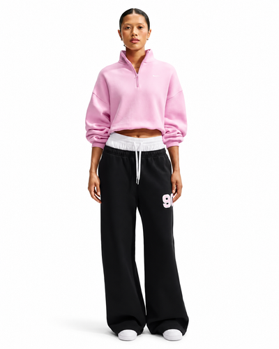 Women's Nike Studio Fleece Oversized 1/4-Zip Cropped Top Pink Rise/Sail IM8501-621