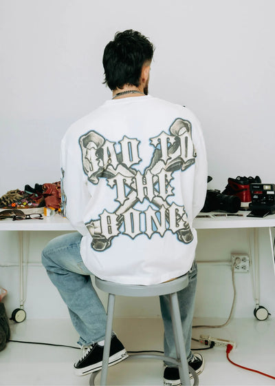 Men's Commons Bad to the Bone Long Sleeve Tee White ch5459-wht