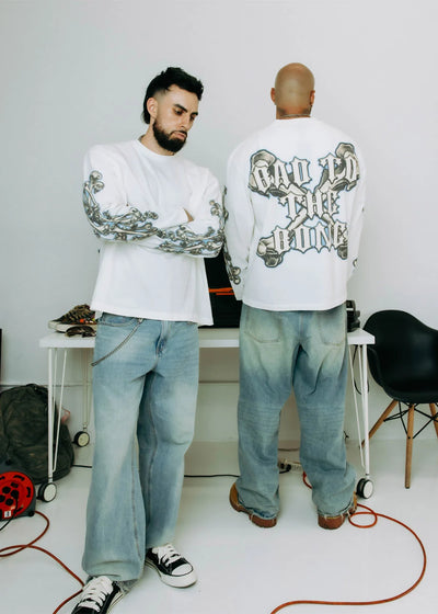 Men's Commons Bad to the Bone Long Sleeve Tee White ch5459-wht