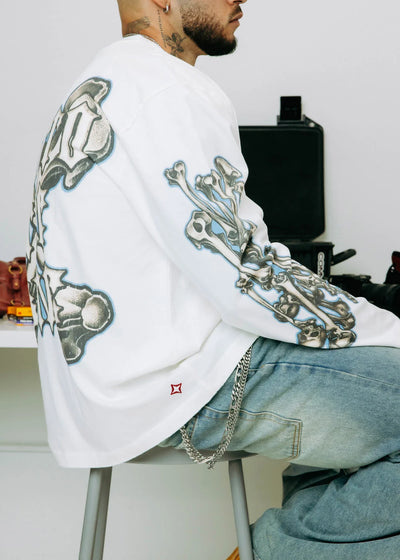 Men's Commons Bad to the Bone Long Sleeve Tee White ch5459-wht