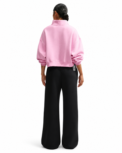 Women's Nike Studio Fleece Oversized 1/4-Zip Cropped Top Pink Rise/Sail IM8501-621