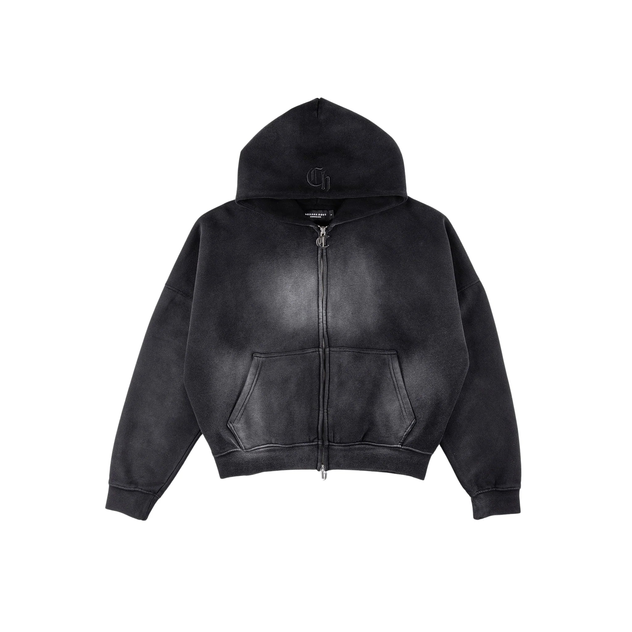 Men's Common Hype Zip Up Hoodie Faded Black ch3979-blk