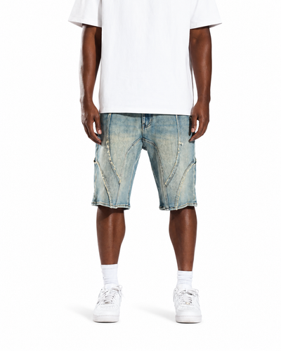 Men's Crysp Denim Rigged Shorts Blue CRY-SUM26-015-BLUE