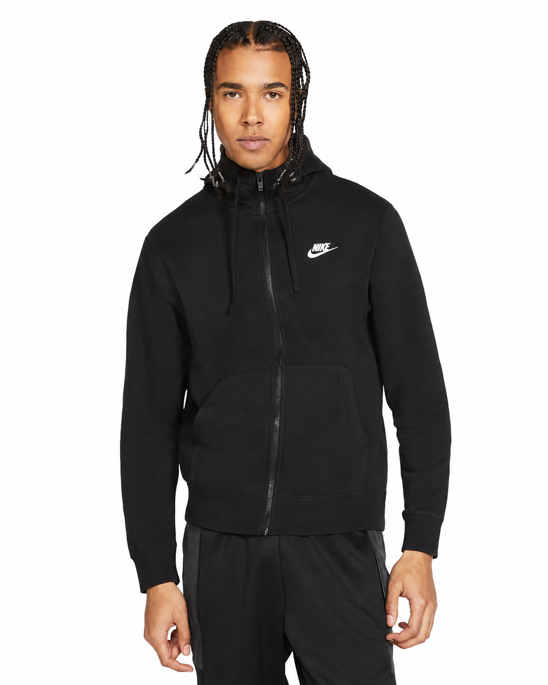 Men's Nike Sportswear Club Fleece Full-Zip Hoodie Black/Black/White BV2645-010