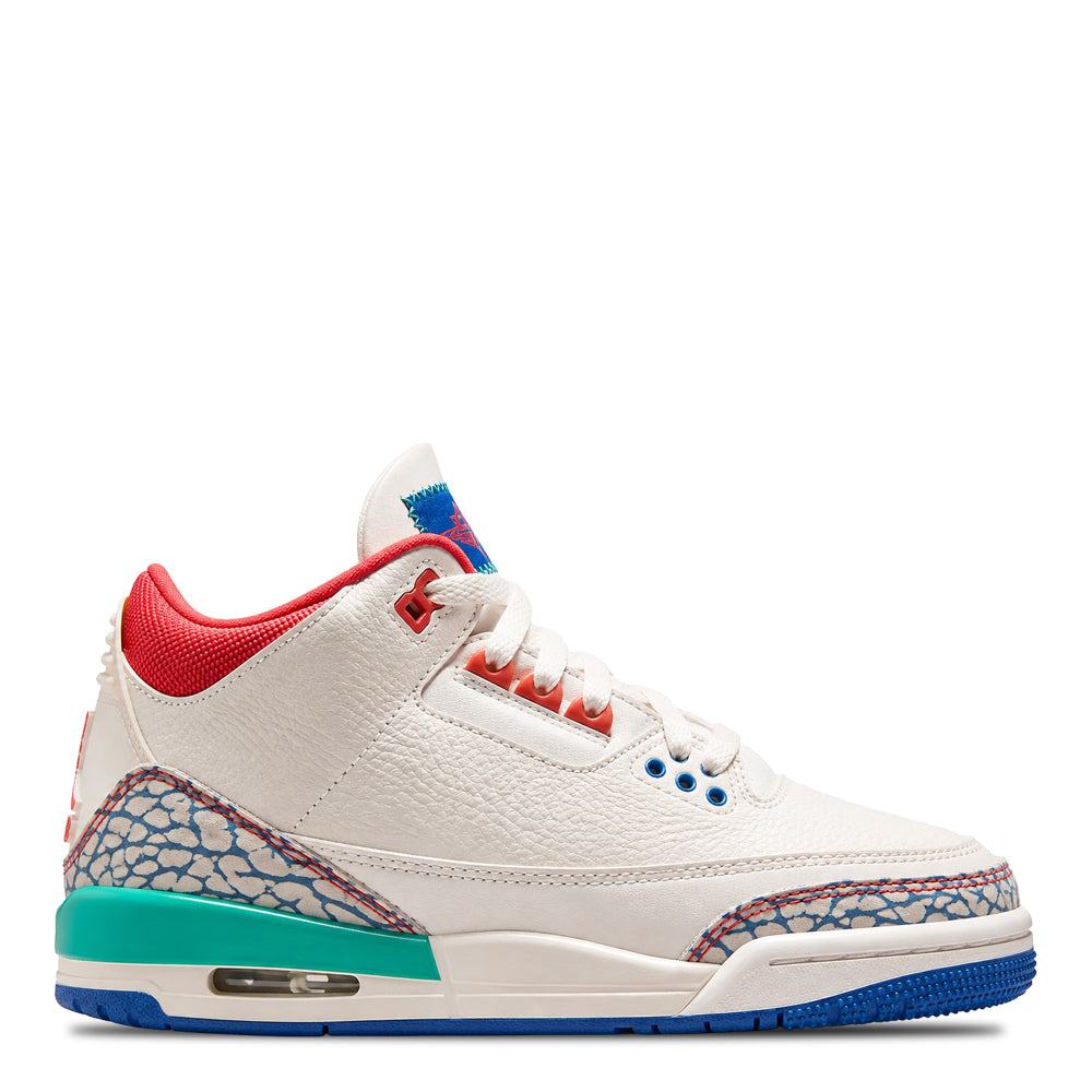 Little Kid's Air Jordan 3 Retro Play Your Way Chalk/Track Red/True Blue/Kinetic Green IO2074-100