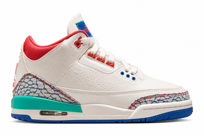Little Kid's Air Jordan 3 Retro Play Your Way Chalk/Track Red/True Blue/Kinetic Green IO2074-100