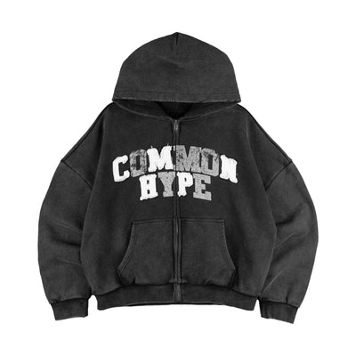 Men's Common Hype Varsity Zip Up Hoodie Black ch56484-blk