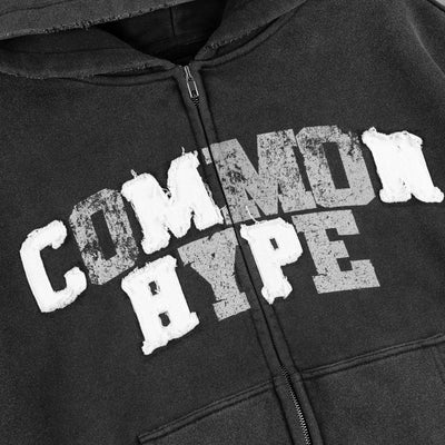 Men's Common Hype Varsity Zip Up Hoodie Black ch56484-blk